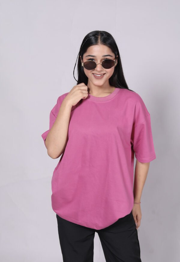 Onion pink Premium 220 GSM oversize T-shirt - Image 2