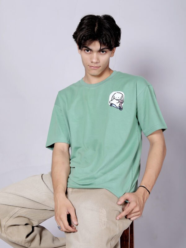 Finding love - Premium pistha green oversize T-shirt - Image 4