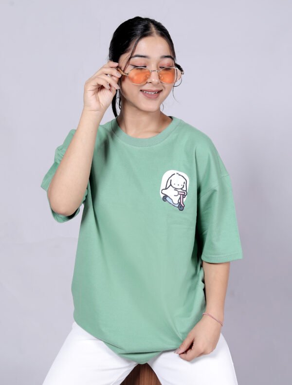 Finding love - Premium pistha green oversize T-shirt - Image 2