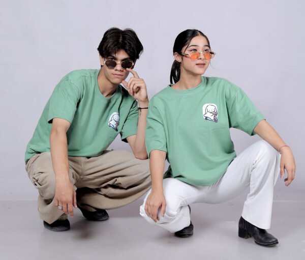 Finding love - Premium pistha green oversize T-shirt - Image 6