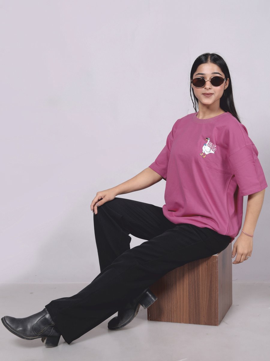 Silly Goose - Premium onion pink oversize T-shirt